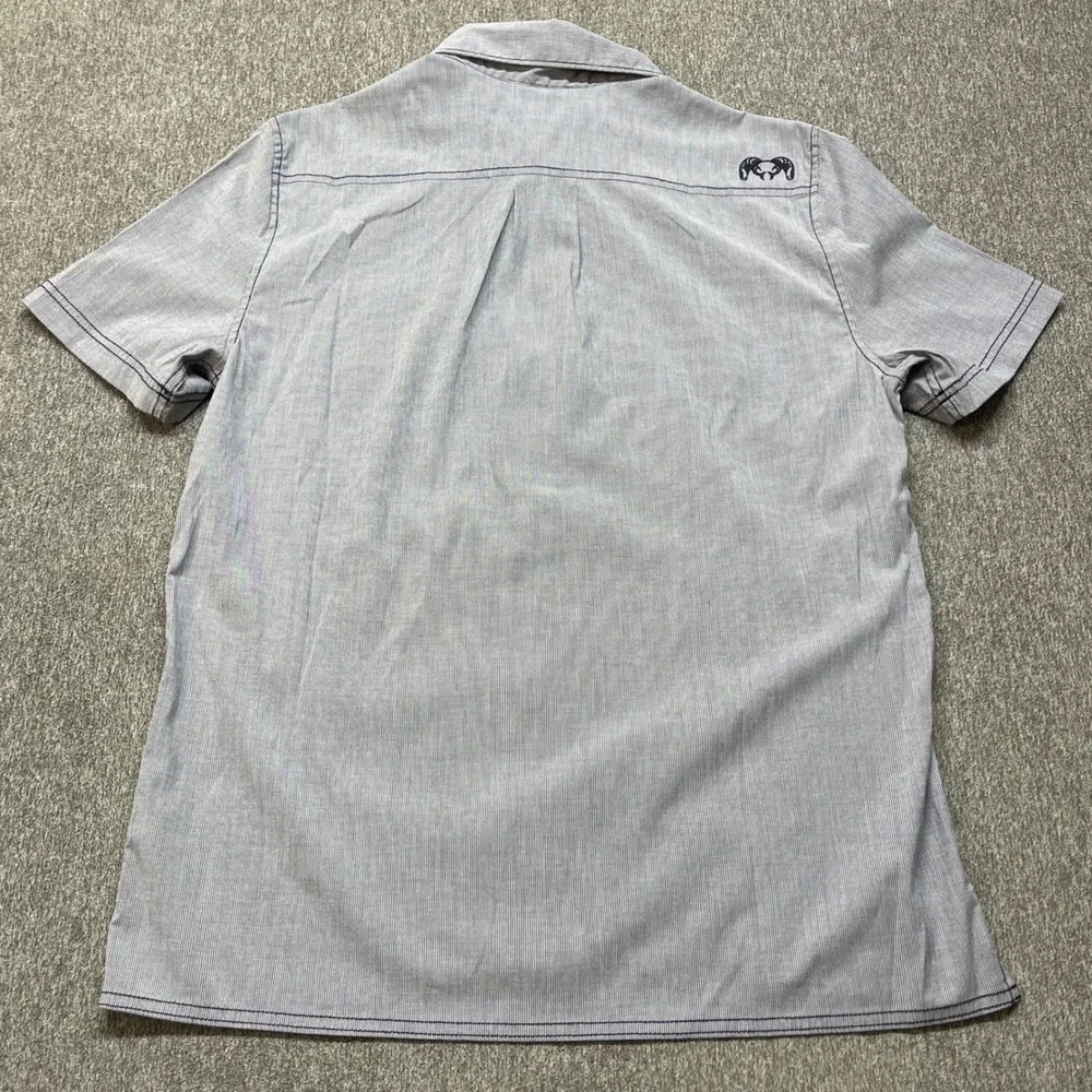 Kuiu Basin Short-Sleeve Button-Down Shirt Mens Grey Micro Stripe Medium - Picture 7 of 10